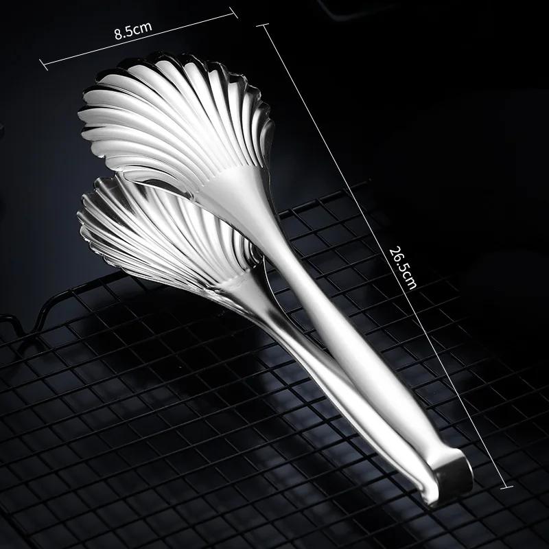 Barbecue Cooking Tongs Stainless Steel Fried Fish Flipping Spatula Tongs Clip For Fish Beef Steak Bread BBQ Grilling Tools