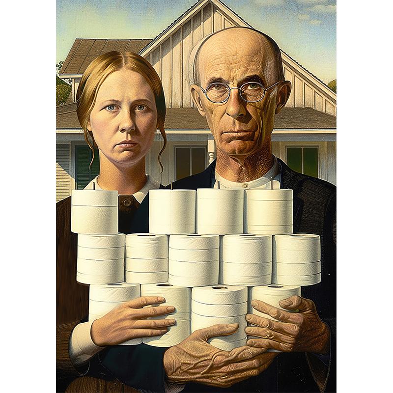 Смешная ванная туалет Мона Лиза в жемчуге девочка с рулоном бумаги постер принт холст живопись настенное искусство гостиная домашний декор