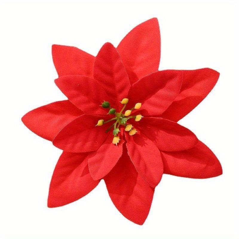 10 шт. Украшение для рождественской елки Рождественский цветок Имитация цветка Красный Рождественский венок Трость Рождественское украшение