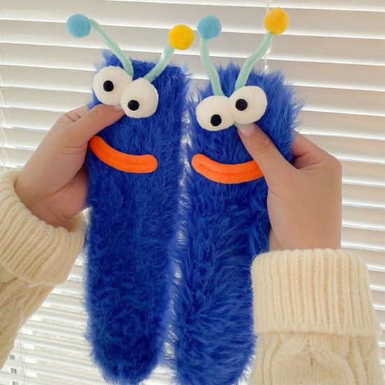 Fuzzy Silly Socks Funny Fluffy Cartoon Socks with Eyes Cute Winter Sleeping Socks