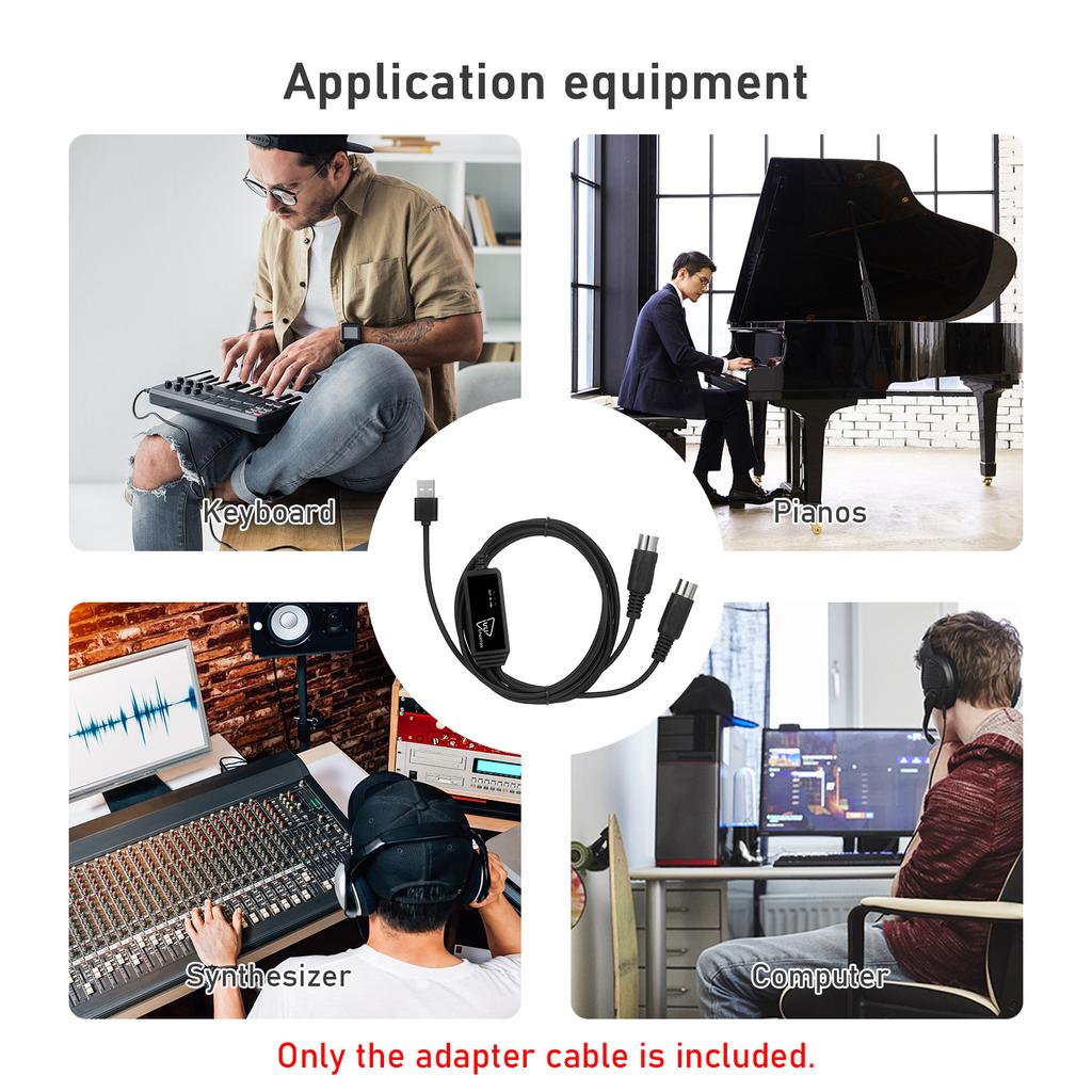 Универсальный MIDI-кабель IVU CREATOR, 5-контактный адаптер конвертера кабеля MIDI в USB, совместимый с различными