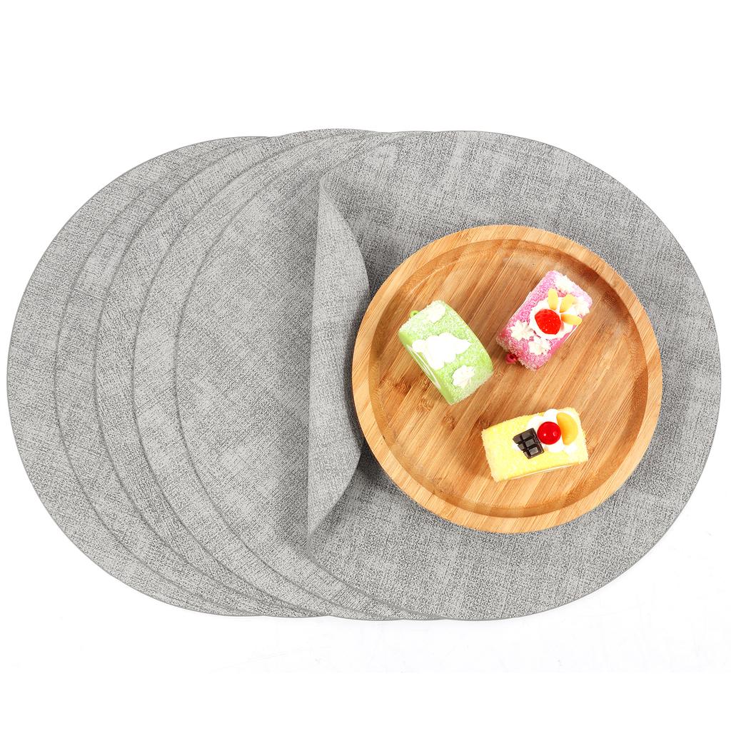 6Pcs Round Placemats Reversible Table Mats Heat Resistant Place Mats Waterproof Table Place Mats for Indoor and Outdoor Use