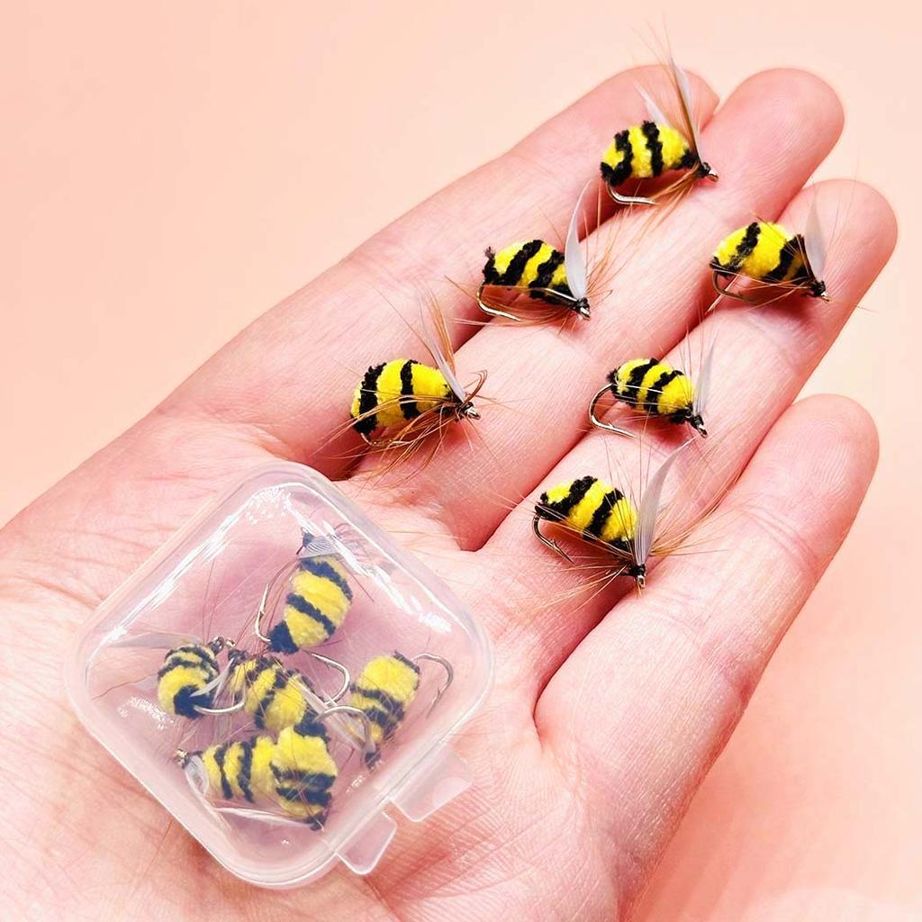 3/6Pcs Size#10 Artificial Bumble Bee Fishing Lures-Dry Flies For Bass Trout Fishing Outdoor Fishing Baits Lure