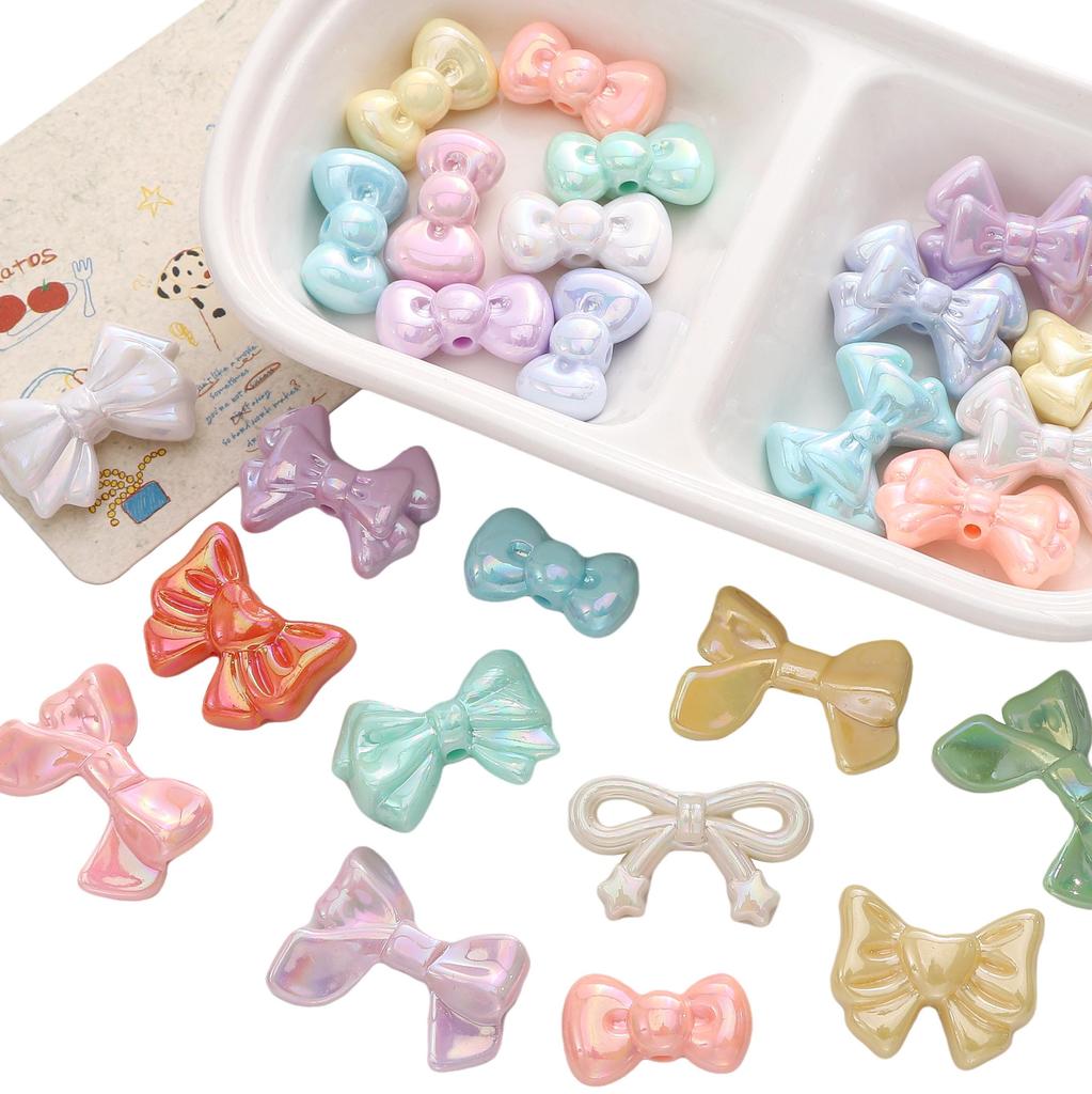 2/10 шт. акриловые бусины-бантики цвета AB, разбросанные бусины для самостоятельного изготовления браслетов, ожерелий и ювелирных изделий