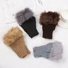 Перчатки без пальцев, согревающие пальцы, из искусственного кроличьего меха, теплые варежки, вязаные перчатки, утолщенные, теплые