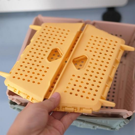 PP Folding Drain Basket Fast Draining Hygienic Space-saving Desktop Fruit Storage Basket for Kitchen Sink