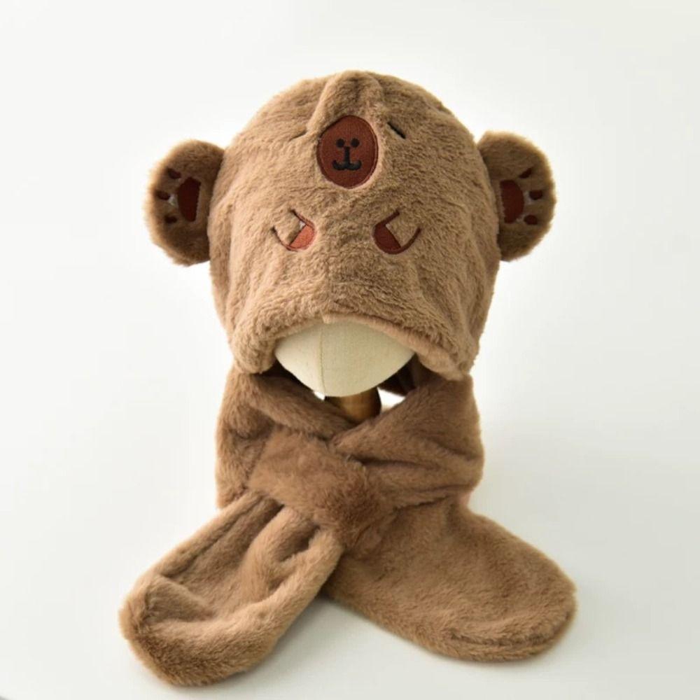 Коралловый флис Капибара пушистая шапка повседневная детская зимняя шапка детский комплект шапка шарф протектор для ушей