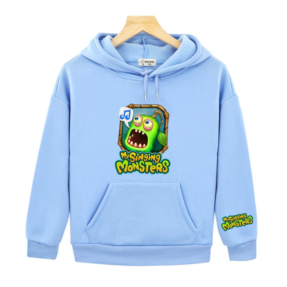 Толстовки с героями мультфильмов «Мои поющие монстры», зеленые детские толстовки с графическим принтом, флисовые пуловеры с капюшоном для мальчиков и девочек, толстовки с капюшоном для мальчиков, толстовки для девочек