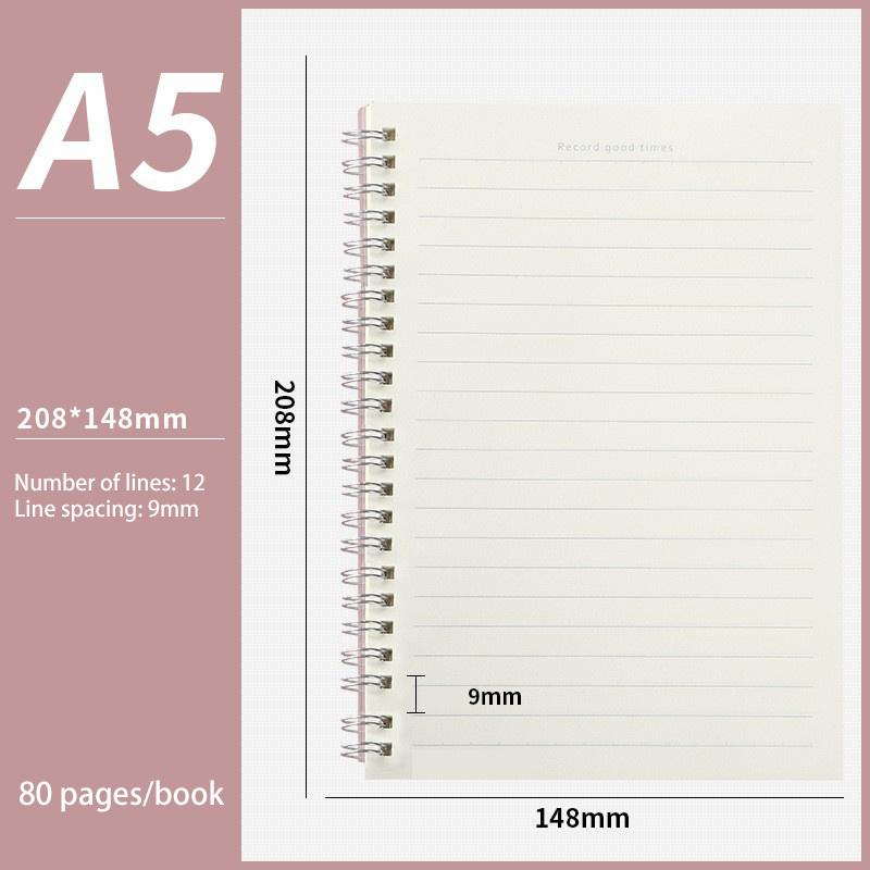A5/B5/A4 Spiral Coil Notebook Horizontal Grid Blank Notepad Frosted Student Diary Sketchbook School Supplies Stationery