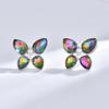 Серьги-пусеты с кристаллами циркония в виде бабочек - Элегантный дизайн в виде капли воды для женщин