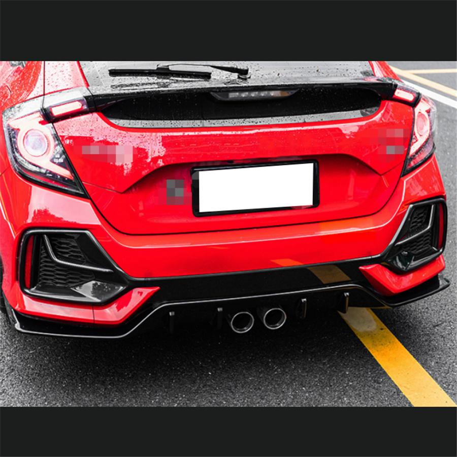 Carbon Fiber Look ABS Fog Light Trims Front+Rear For Honda Civic Hatch 2020 2021