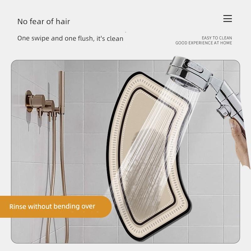 Curved Bathroom Floor Mat, Fan-Shaped Diatomaceous Earth Absorbent Foot Mat, Toilet Shower Room Entrance Arc-Shaped Non-Slip Mat