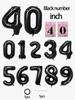 4 шт. 40-дюймовых больших черных воздушных шара с цифрами для украшения дня рождения, годовщины, с лентами и соломинками