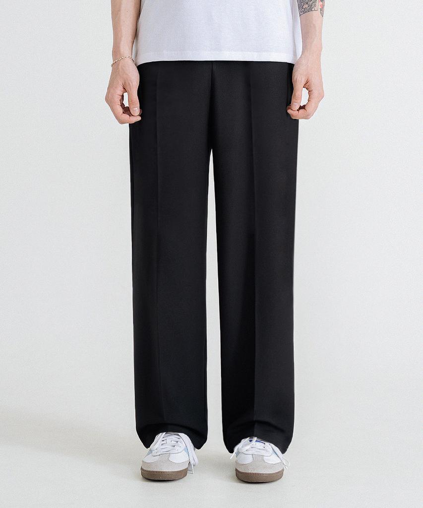 LEMAIN SECOND Easy Semi-Wide Elastic Waist Slacks [Black]