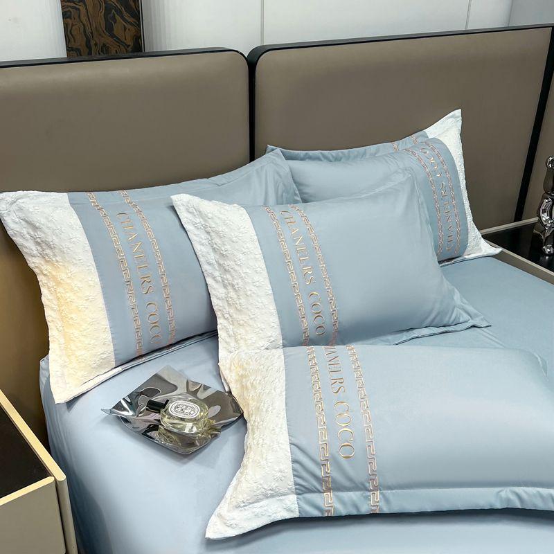 G5Z Роскошный комплект постельного белья из стираного хлопка с тисненым жаккардом - Пододеяльник, Простыня, Натяжная простыня (4 шт)