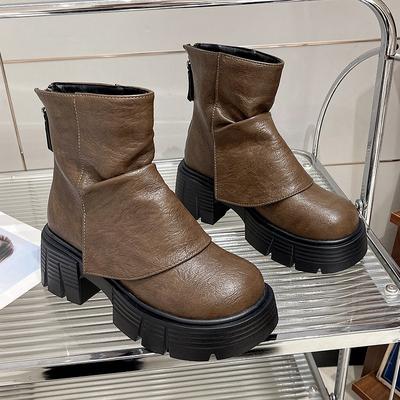 Ботильоны женские на платформе, брендовые зимние туфли на высоком каблуке, модная обувь 2025 года, готические туфли-лодочки «Челси», прогулочная обувь Botas Mujer