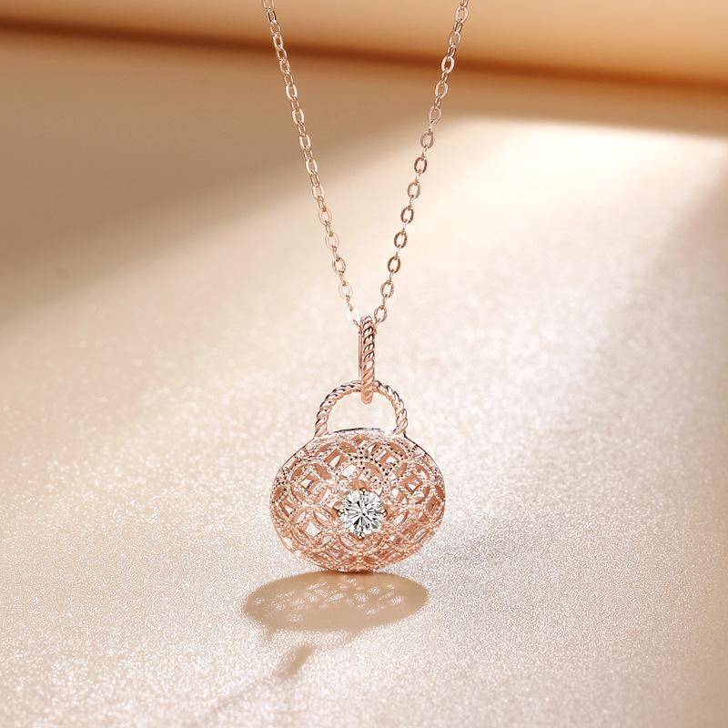 Японская и корейская модная сумка-ожерелье, женская простая нишевая темпераментная слегка инкрустированная бриллиантами сумочка-подвеска, цепочка на ключицу