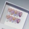 High Quality Pink French Golden Three-dimensional ABS Artificial Nails Fashionable Almond Medium Length Pre-Designed 24pcs
