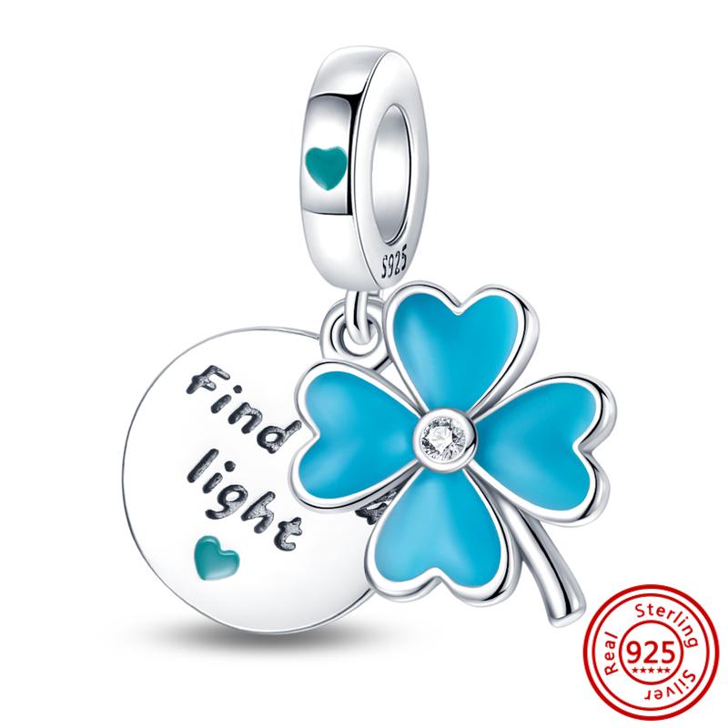 Four Leaf Clover Charms Fit Original Pantaro Bracelet For Woman DIY Zircon Making 925 Sterling Copper  Green Series Beads Gifts