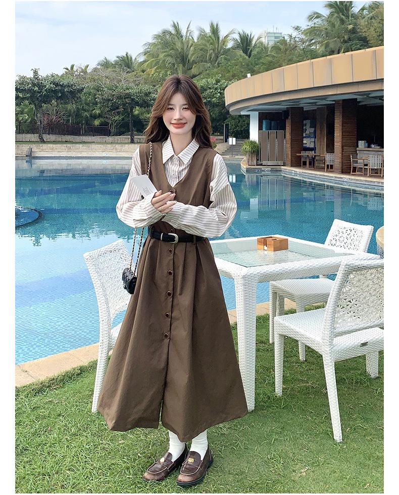 Комплект из французского ретро-жилетки и юбки Slim Fit 2025