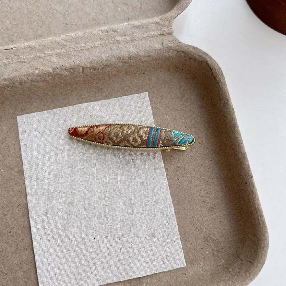 Gold Silk Fabric Songzhen Hair Clip Chinese Style Silk Hair Clip Vintage Pearl Inlay Hairpin  Girls