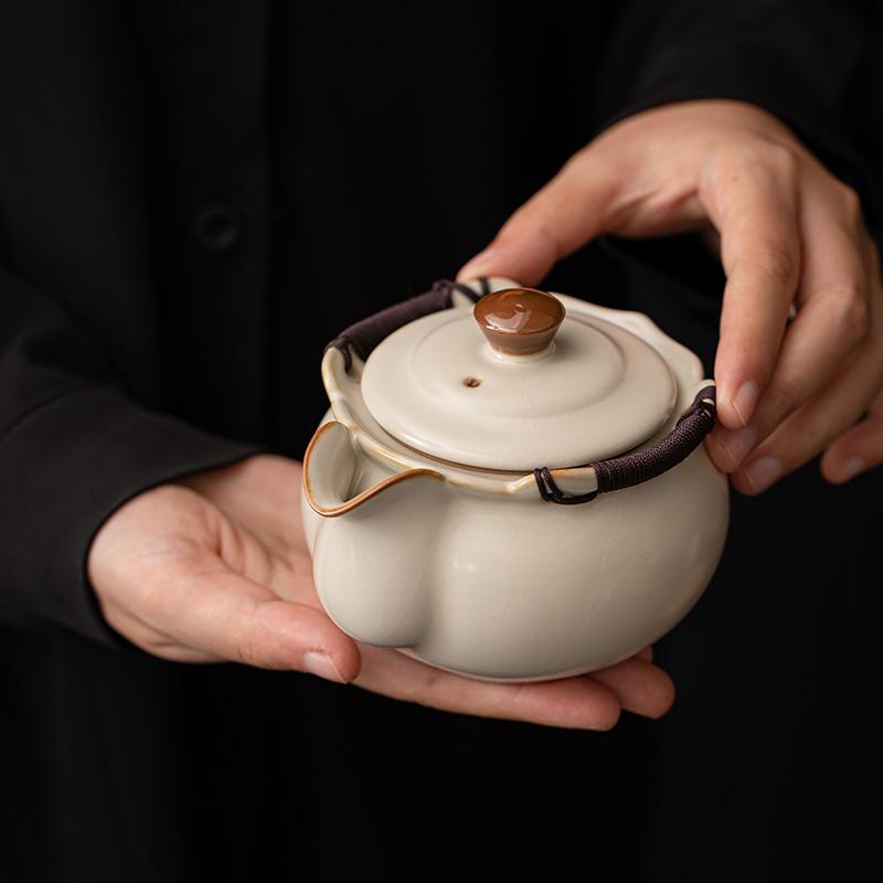 Huang Ru Teapot, Single High-end Light Luxury Guochao Opening, Large Non-hot Kung Fu Tea Set, Tea Making Ceramic Hand-held Pot