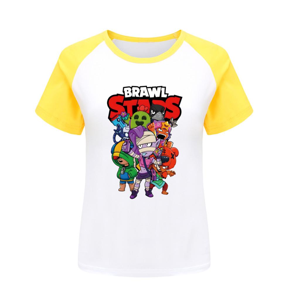 4094 Футболка с принтом Brawl Stars для мальчиков и девочек, с рукавами реглан