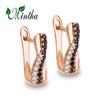 MINTHA Clip Earrings Trendy Rose Gold Color Wedding Daily Fashion Jewelry Black Cubic Zirconia Earrings For Women Bridal Earrings