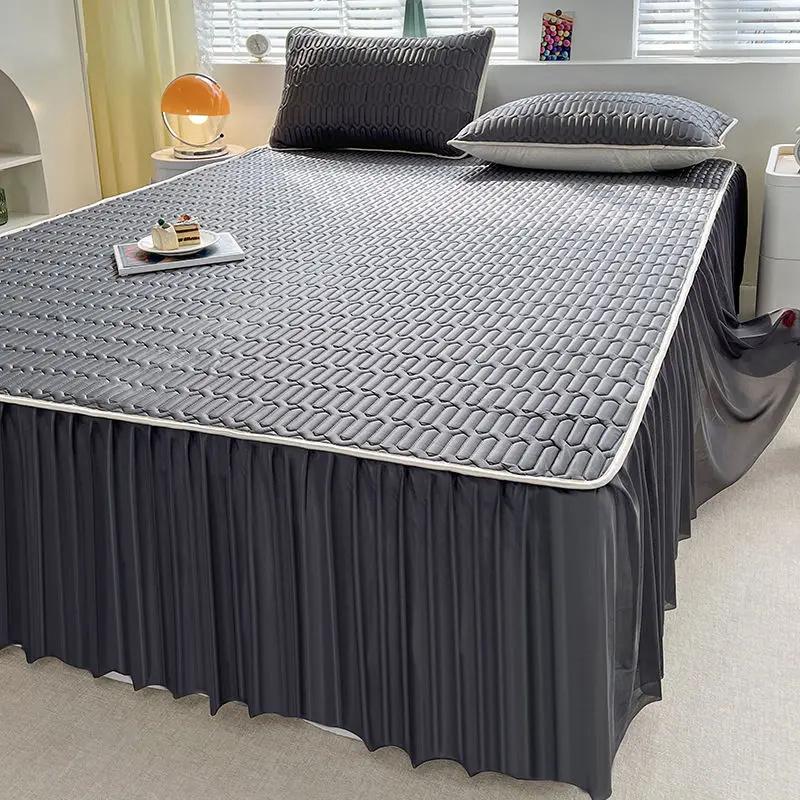 Комплект постельного белья из 3 предметов, хлопковая простыня, юбка-кровать, защитная крышка для простыни, покрывало, юбка-кровать, наволочка, складной комплект постельного белья-холодильник(1xпростынь+2xнаволочка)