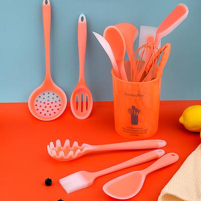 12 шт./набор силиконовых кухонных принадлежностей с ведром для хранения, устойчивым к высоким температурам и антипригарным покрытием, ложкой-лопаткой