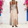 Women Plus Size Scoop Neck Strappy Sleeveless White Printed A Line Maxi Dress