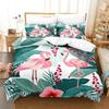 Flamingo Duvet Cover King/Queen Size Green Tropical Leaves Decor Bedding Set Palm Tree Flower Soft 2/3pcs Polyester Quilt Cover