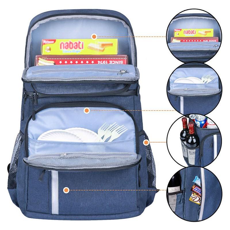 Heavy Duty Insulated Cooler Backpack With Thick Aluminum Foil Lining Large Capacity Portable Foldable Lunch Picnic Bag