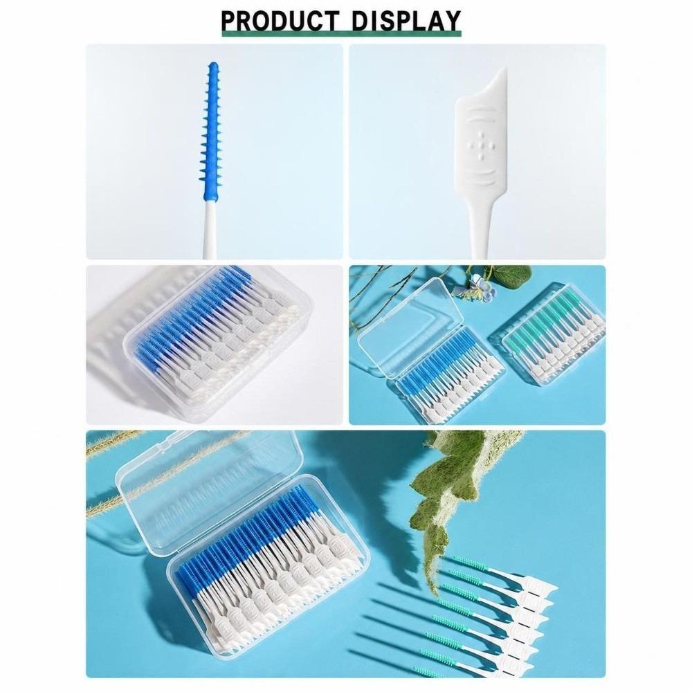 400PCS Blue Interdental Brush Soft TPR Silicone Dental Pick Daily Oral Hygiene