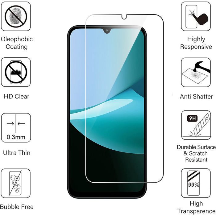 Защитная пленка - E.F.Connection - Xiaomi Redmi 15C 4G/5G - 4 закаленных стекла - Прочное 9H - Прозрачное