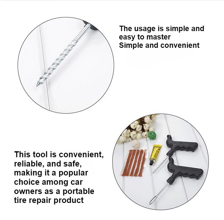6pcs Tubeless Tire Repair Kit with Rubber Plugs Puncture Fix Tool Set Uses for Car Motorcycle Truck & SUV Emergency Repairs