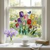 Self-adhesive Tulip Glass Stickers Waterproof Tulip Butterfly Wallpaper Tulip Window Decals  Doors