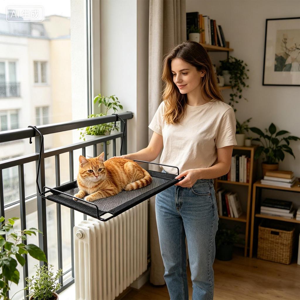 Cat Hammock Breathable Mesh Foldable Mat Folding Indoor Cat Window Perch For Kitten Small Medium Large Breed Indoor Home Bedroom