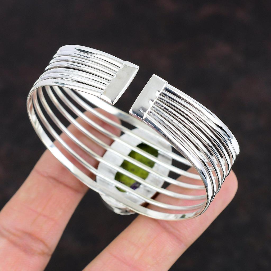 Stichtite Cuff Bracelet Gemstone Jewelry Adjustable Bangle 925 Sterling Silver Cuff Bracelet Handmade Bangle Stichtite Jewelry Gifts For Him