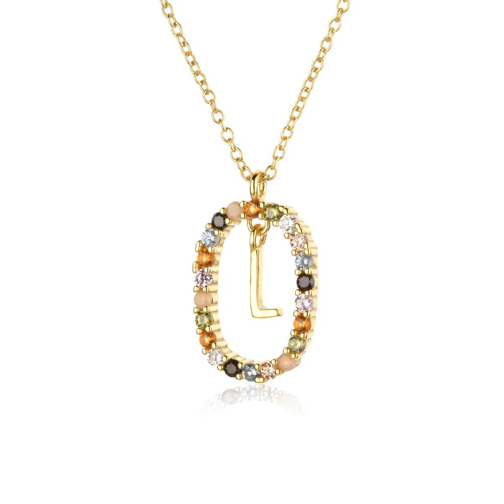 Ожерелье на длинной цепочке из стерлингового серебра 925 пробы с золотыми буквами A - Z в виде инициала MSCK с подвеской в виде алфавита