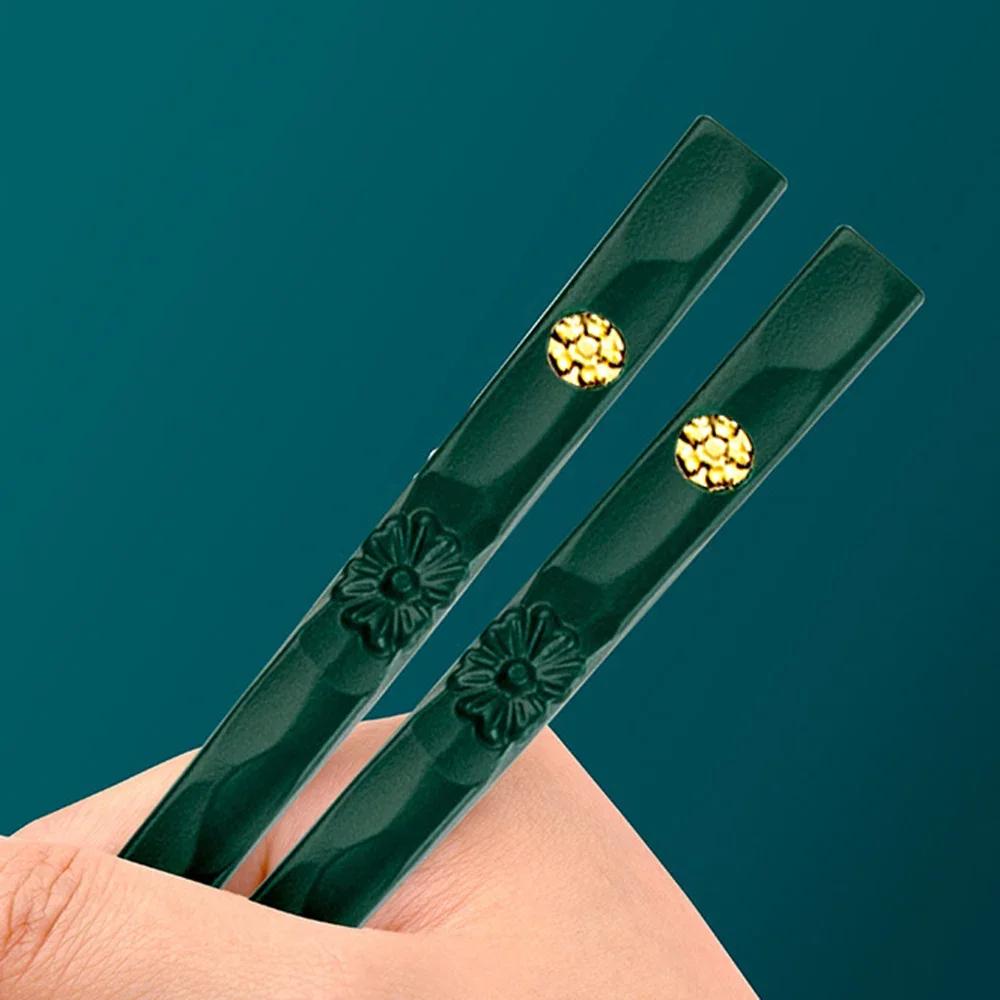 5 пар японских палочек для еды, палочки для суши, многоразовые металлические корейские палочки для еды, здоровые сплавные столовые приборы, палочки для еды