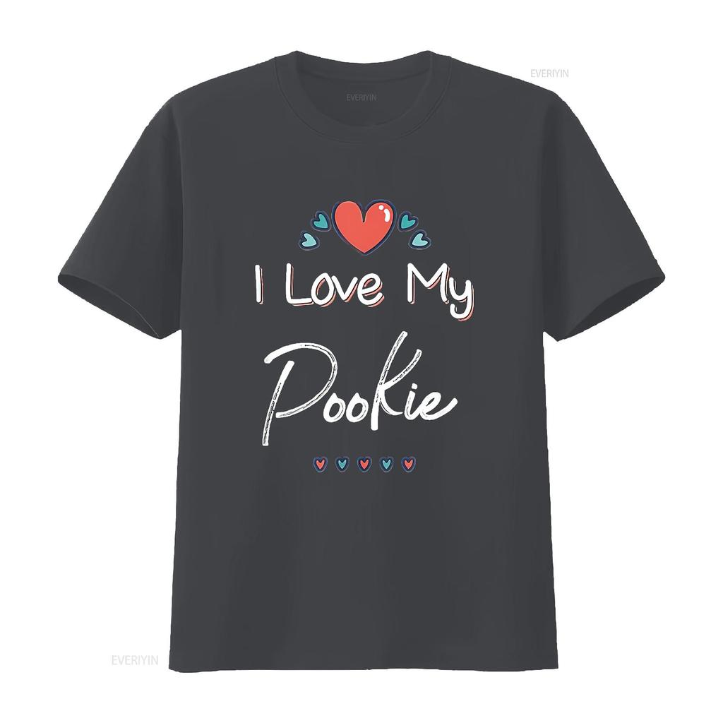 Mens I Love My Pookie Cute Mothers Day T Shirt Black 2X Large vintage Washed Casual streetwear Slightly Soft Comfortable homme