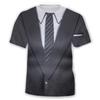Striped Necktie Pattern T-shirt 3D Printing Fake Single Breasted Round Neck Short Sleeves Funny Fashion Summer New Tee Shirts
