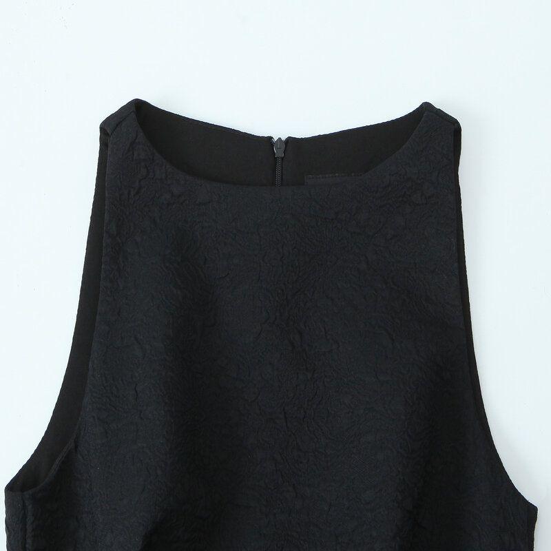 Fashion Style 2024 Fall and Winter New Women's Clothing Easiest for Match Wide Swing Round Neck Sleeveless Short Version Dress 3152218