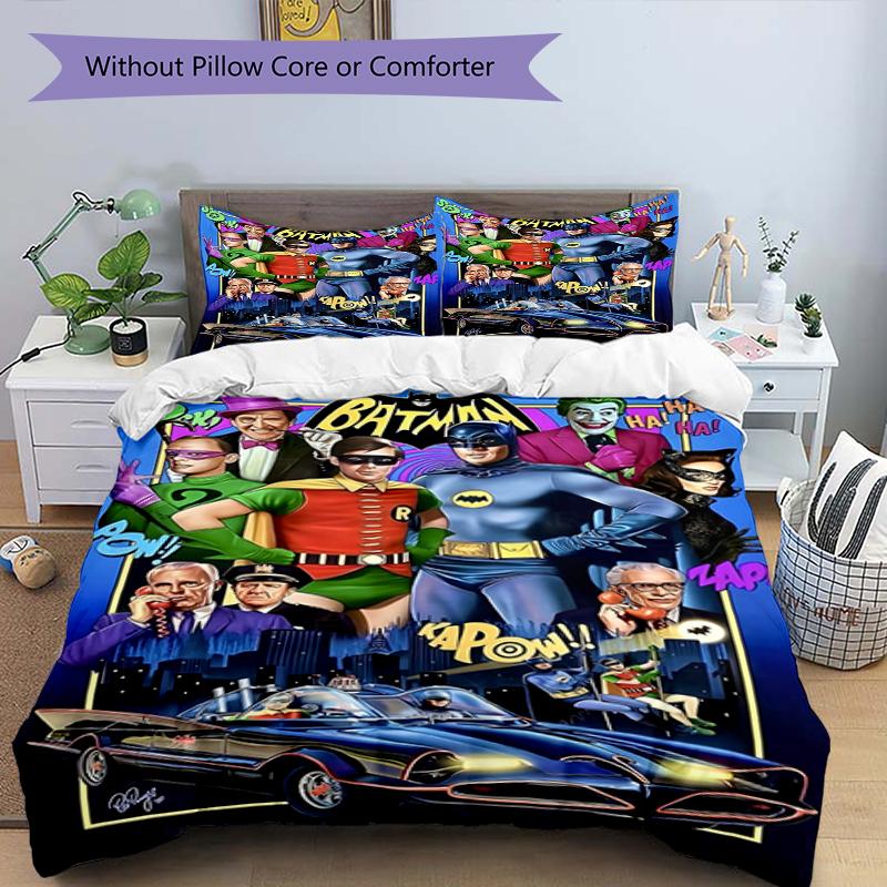 3pcs Duvet Cover Set (1*Duvet Cover + 2*Pillowcase, Without Core),Batman Print Bedding Set, Bedroom Decor, All‑Season, Birthday Gift