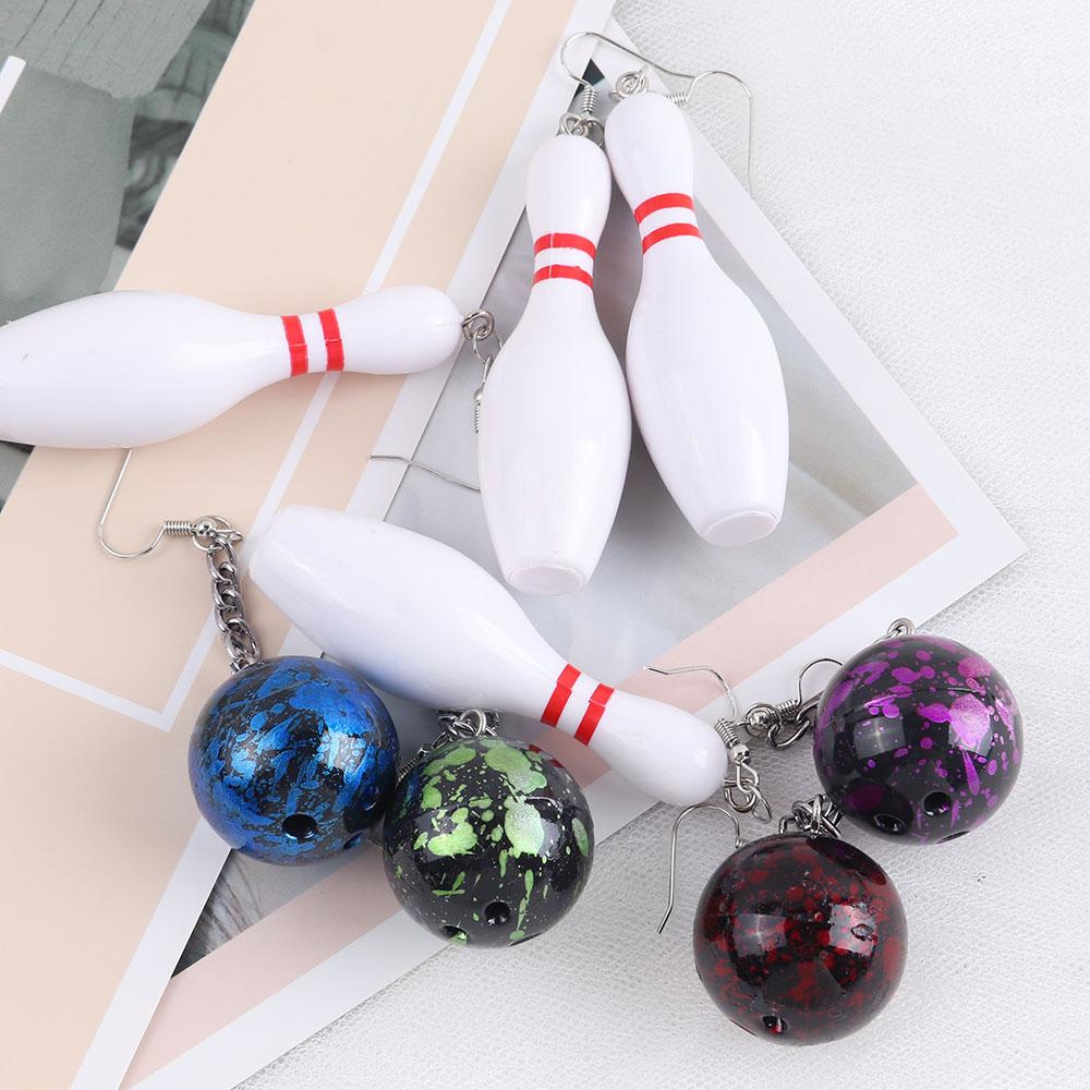 New Punk Cool Sport Bowling Balls Dangle Earrings Funny Resin Tennis Ball Drop Earring For Women Fashion Jewelry Sport Party