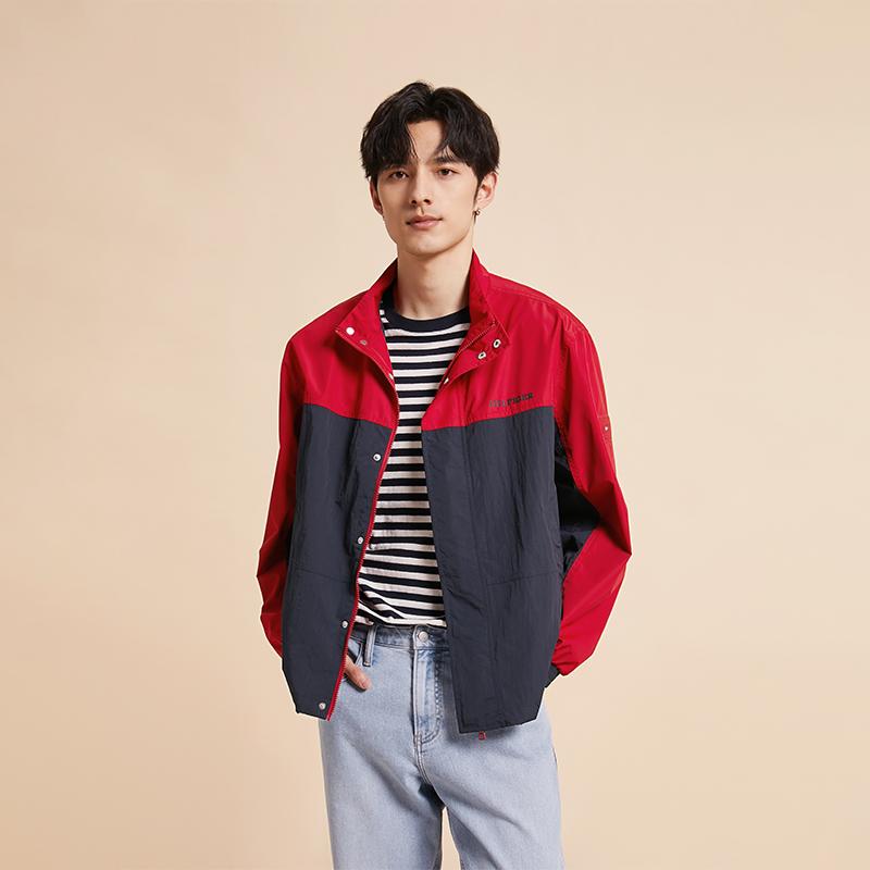 Tommy Hilfiger Водонепроницаемая Цветная Блочная Буквенная Куртка- стойка Приталенная Для Активного Отдыха Мужские куртки MW0MW31650