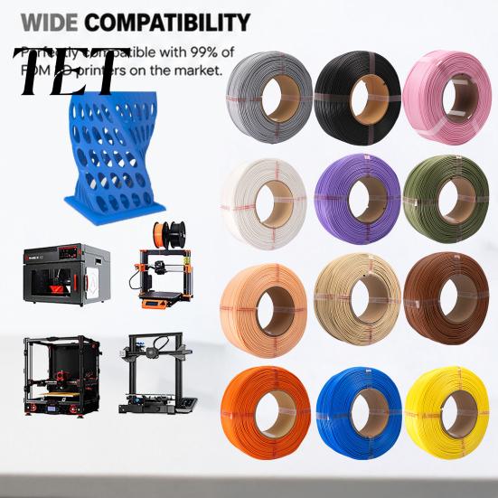 Non-reflective 3D Print Filament Matte PLA Printer Filament, Spoolless Printing Accessory 1Kg 1.75mm Roll Compatible with Most Printers Precise