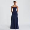 European and American versatile women's clothing temperament elegant suspender pleated dress sexy slim fit solid color temperament dress