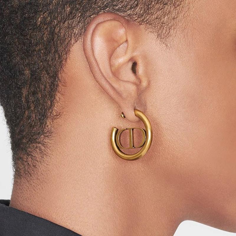 Dior 30 Montaigne Hoop Earrings Vintage Gold Women earrings E1285MTGMT-D907
